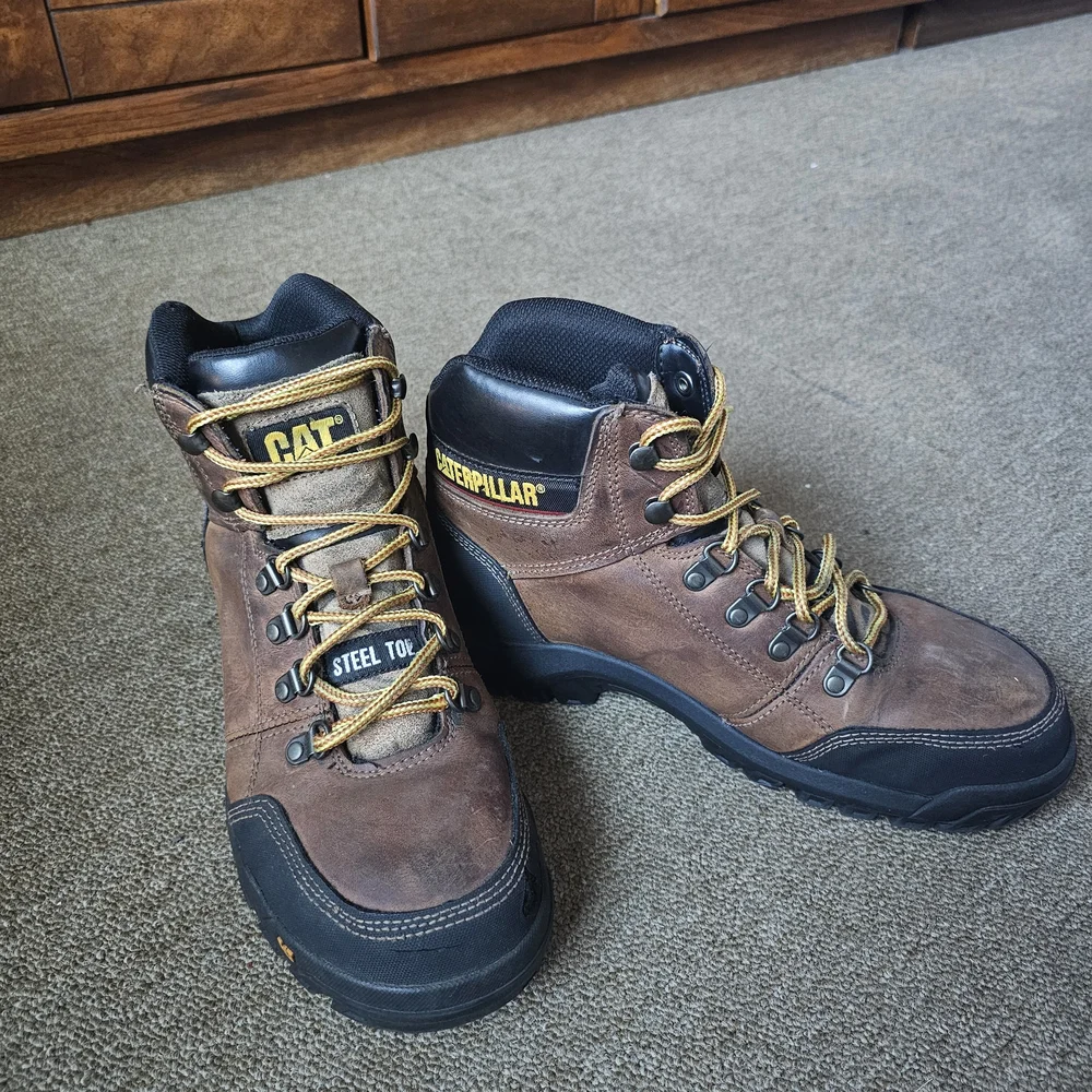 Caterpillar Brown and Black Steel Toe Boots